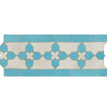 Mosaic House Moroccan tile Kmarshoun C 1-13 White Light Turquoise  zellige, mosaic, zellij, border, glaze, traditional 